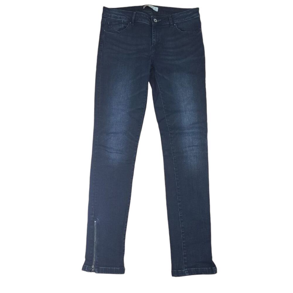 Zara 1975 Basic Denim Skinny Darkwash Jeans zipper ankles
